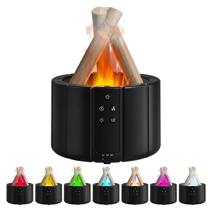 H9 Remote Control USB Air Humidifier Aroma Diffuser Ultrasonic Bonfire Flame Light Home Essential Oil Fragrance Perfume Machine